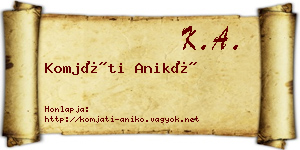 Komjáti Anikó névjegykártya