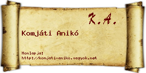 Komjáti Anikó névjegykártya